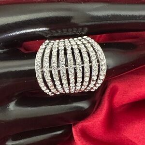Rhinestone, Silver Plated Cocktail Statement ring -